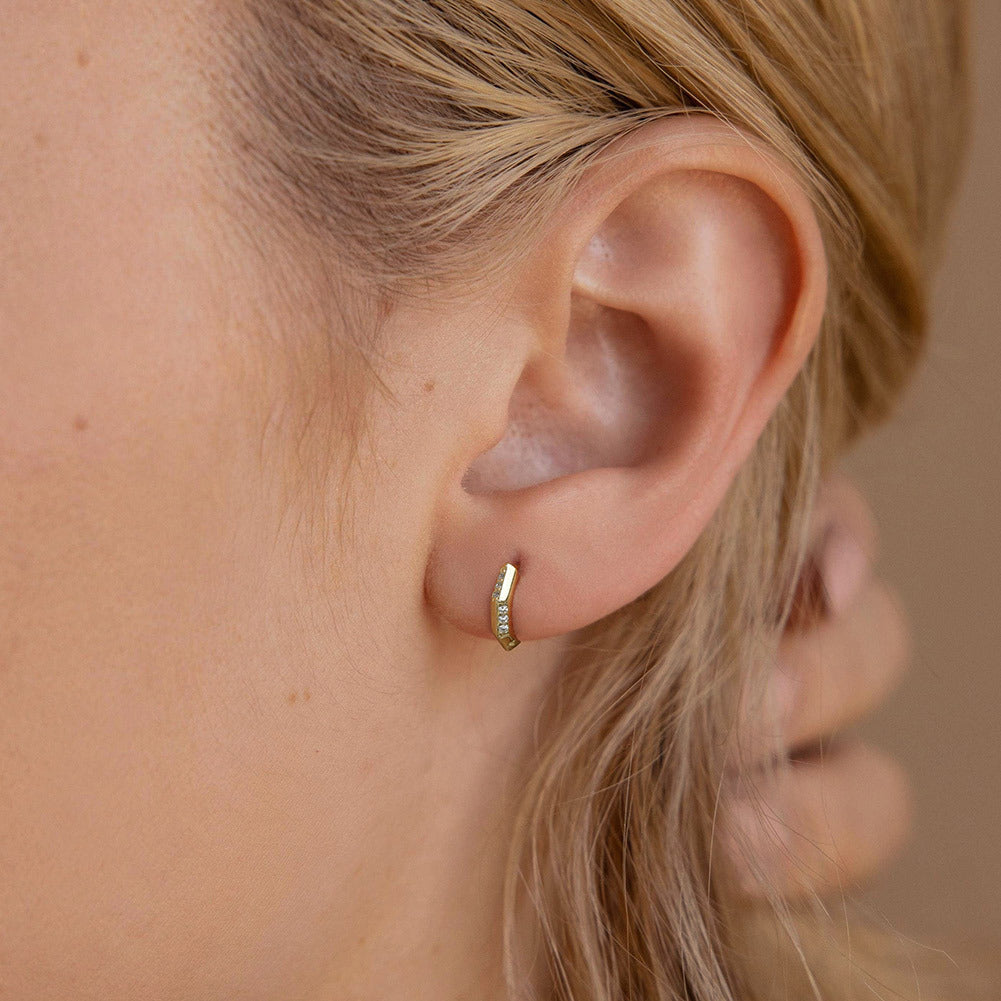 Sterling Silver Geometry Huggie Earrings