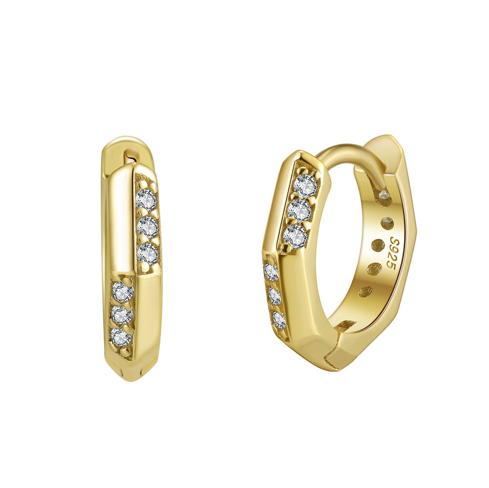 Sterling Silver Geometry Huggie Earrings