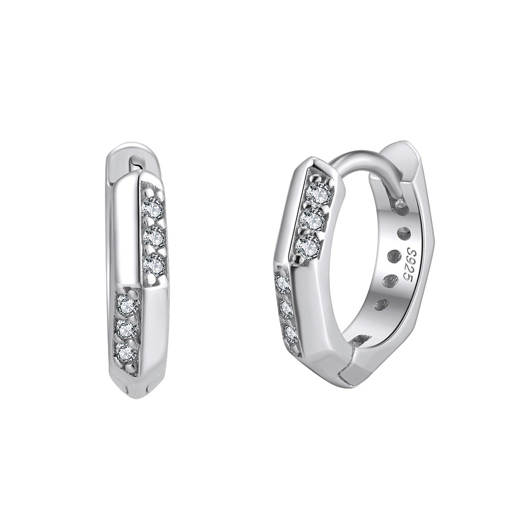 Sterling Silver Geometry Huggie Earrings