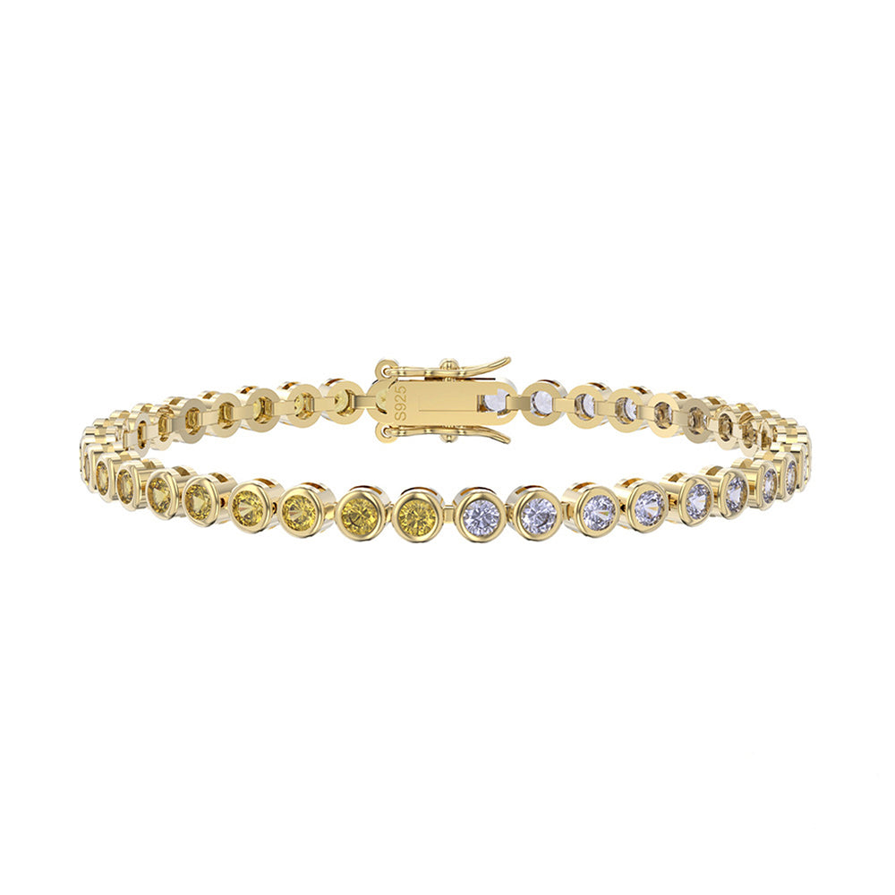 Sterling Silver Golden Yellow And Lavender Tennis Bracelet