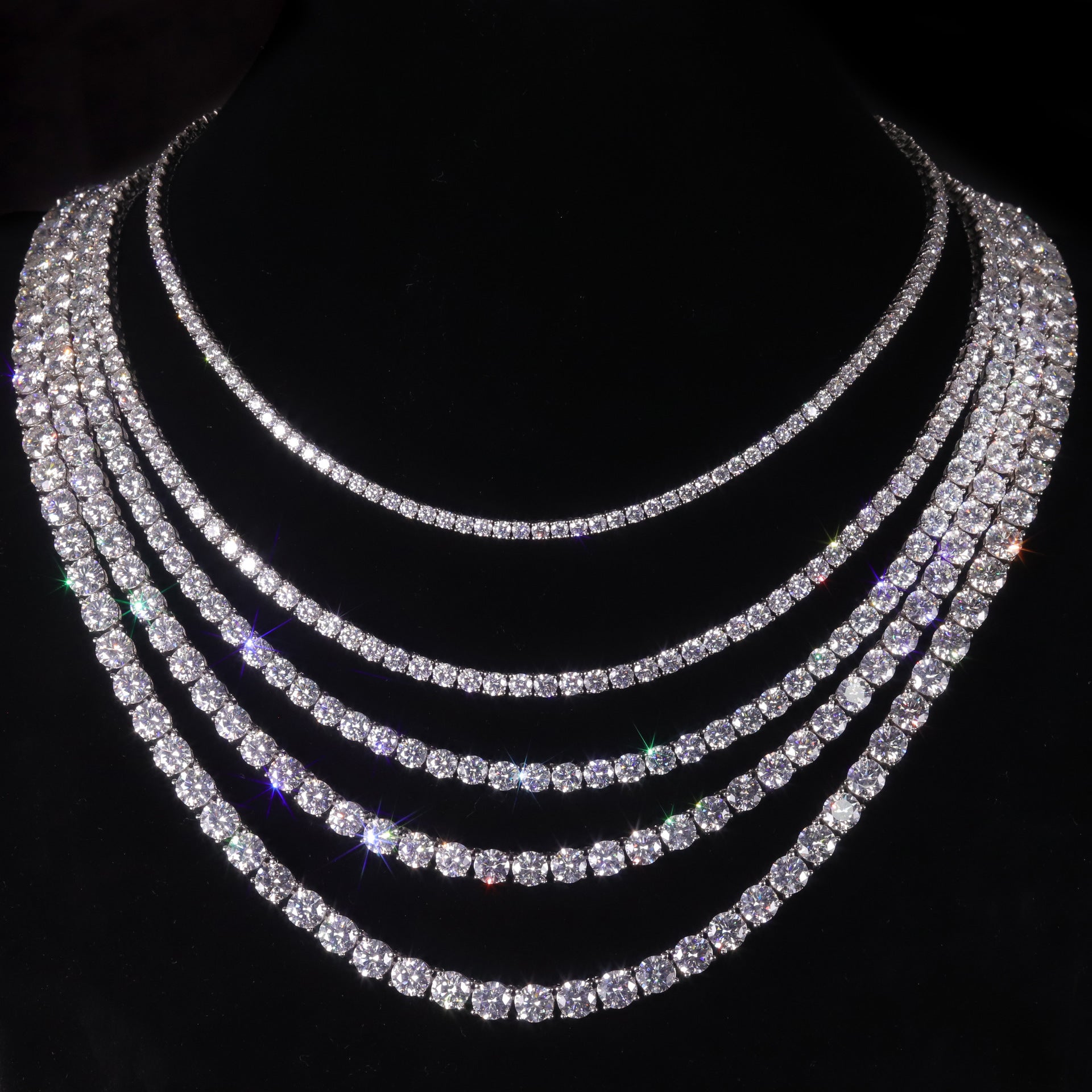 Sterling Silver Moissanite Tennis Necklace 2-6.5mm