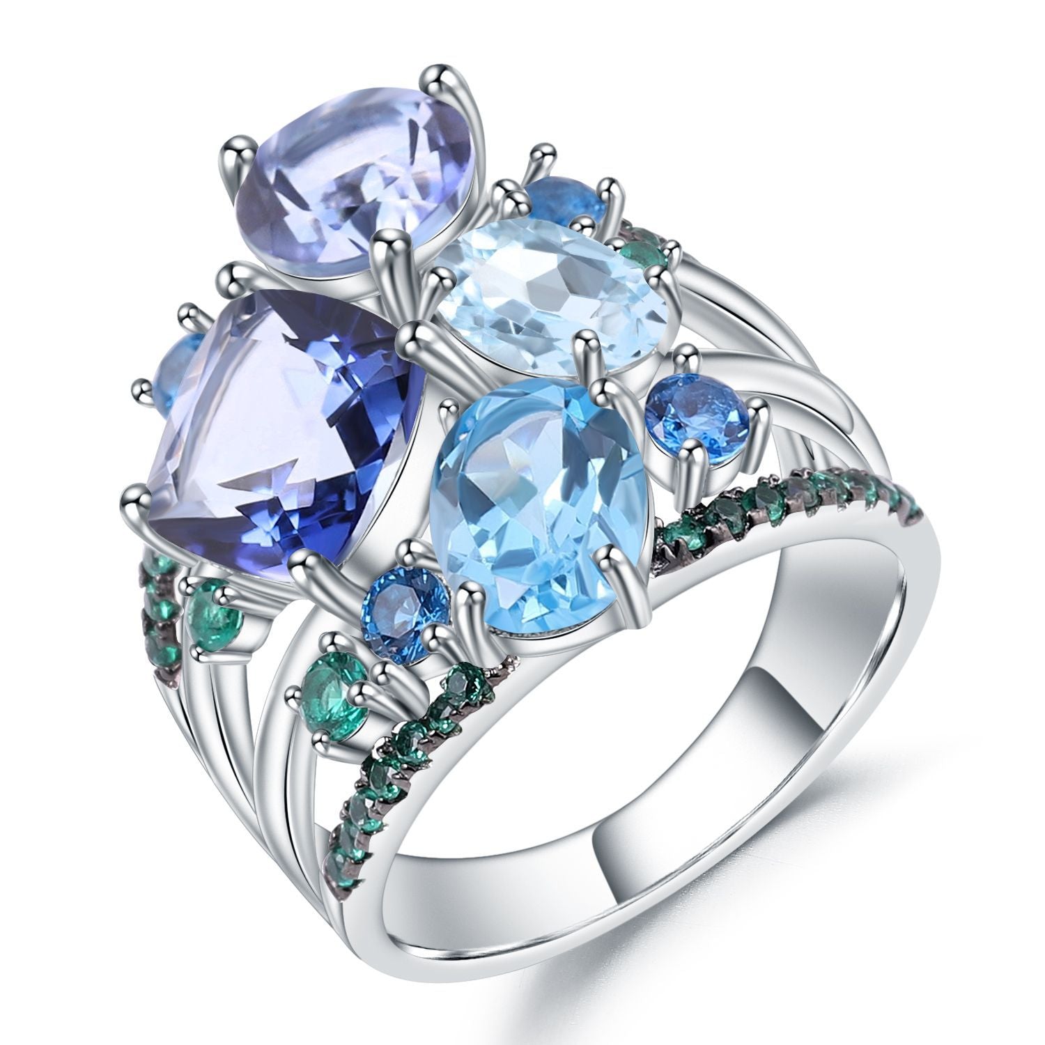 Sterling Silver Natural Gemstone Topaz Quartz Ring