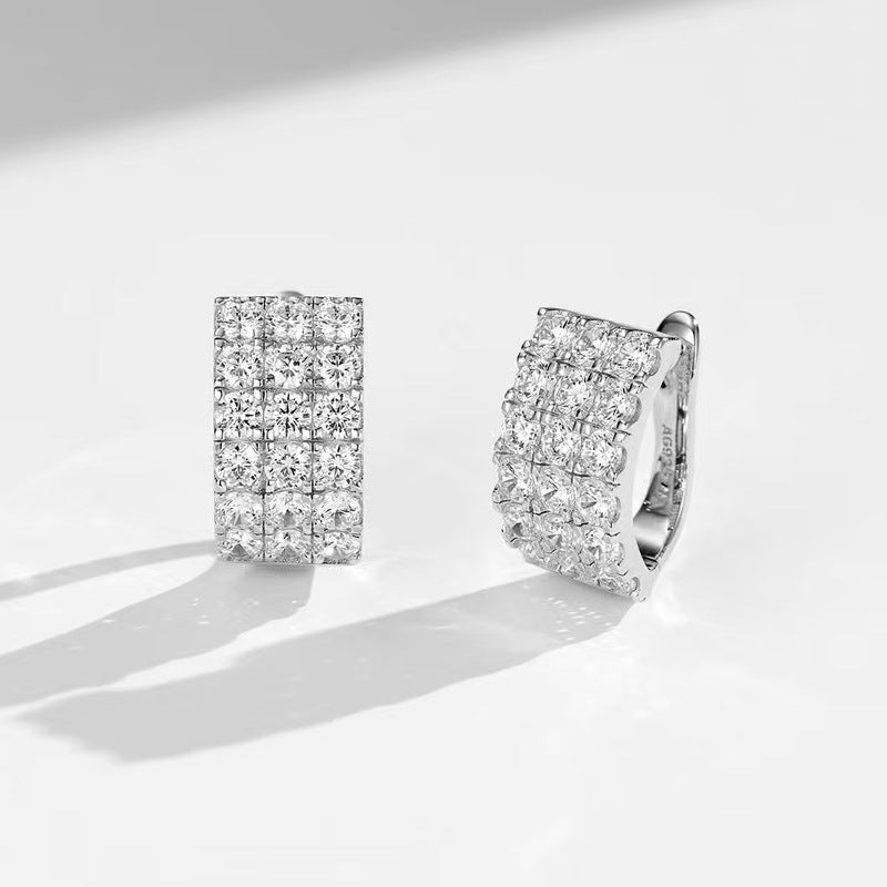 Sterling Silver Pave Hoop Earrings
