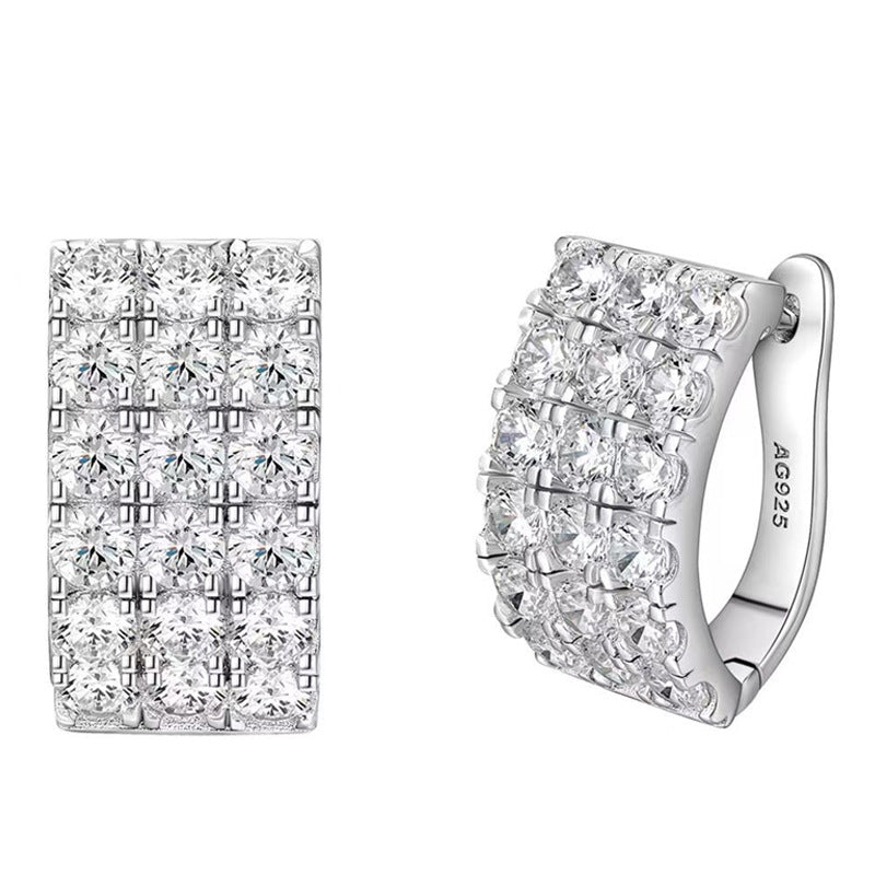 Sterling Silver Pave Hoop Earrings