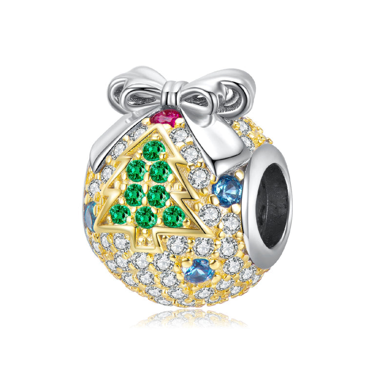 A silver-gold plating white and 
green zirconias paved christmas tree giftsterling silver charm