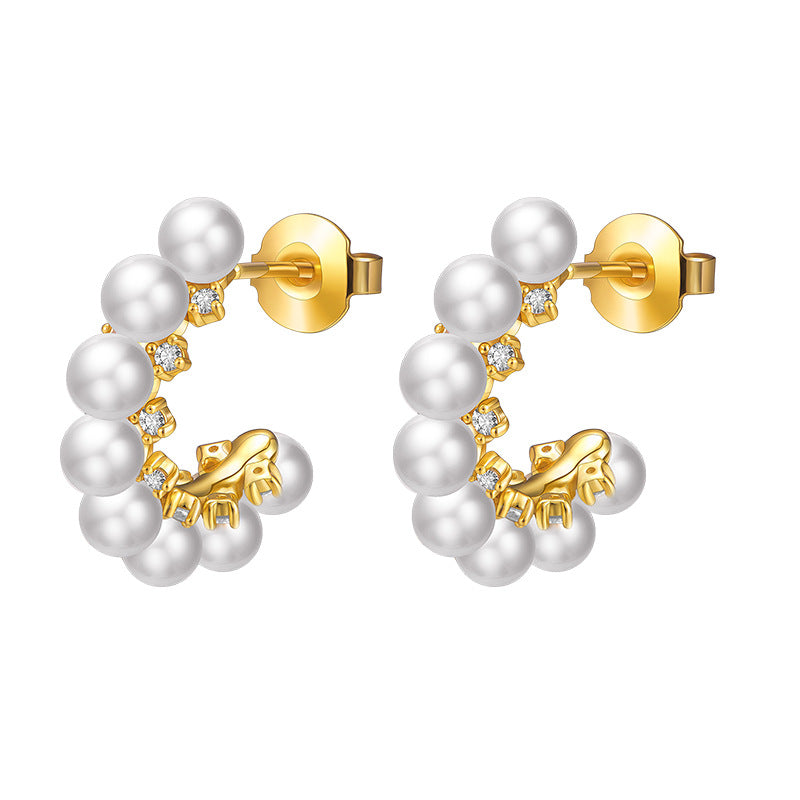 Sterling Silver Pearl Hoop Earrings