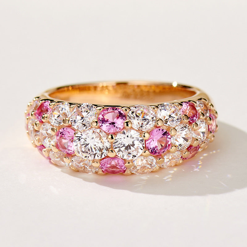 Sterling Silver Pink Corundum Colored Gemstone Ring