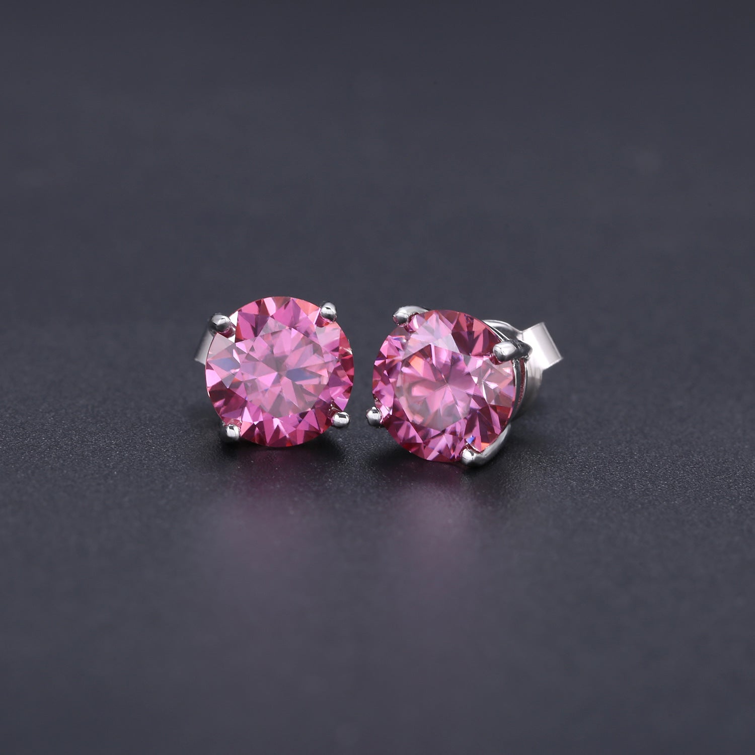 Sterling Silver Colorful Moissanite Stud Earrings
