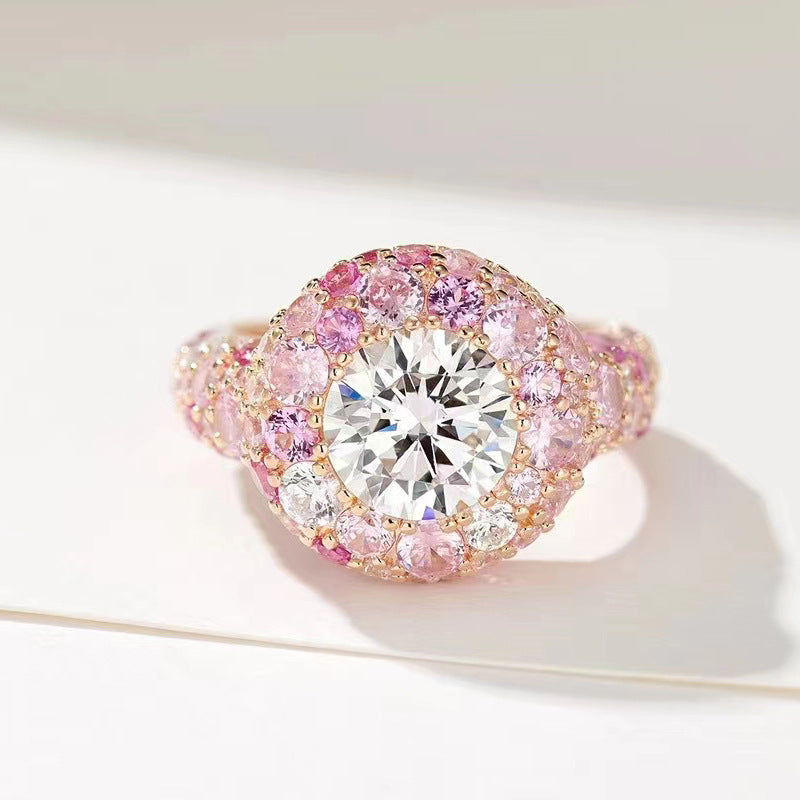 Sterling Silver Pink Gemstone Cocktail Ring