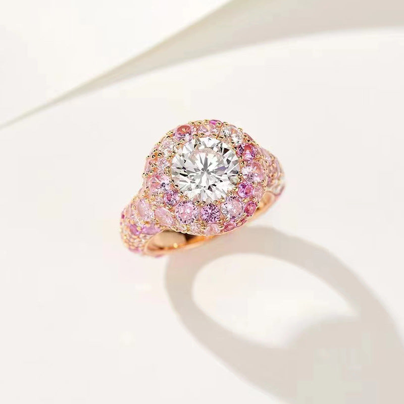 Sterling Silver Pink Gemstone Cocktail Ring