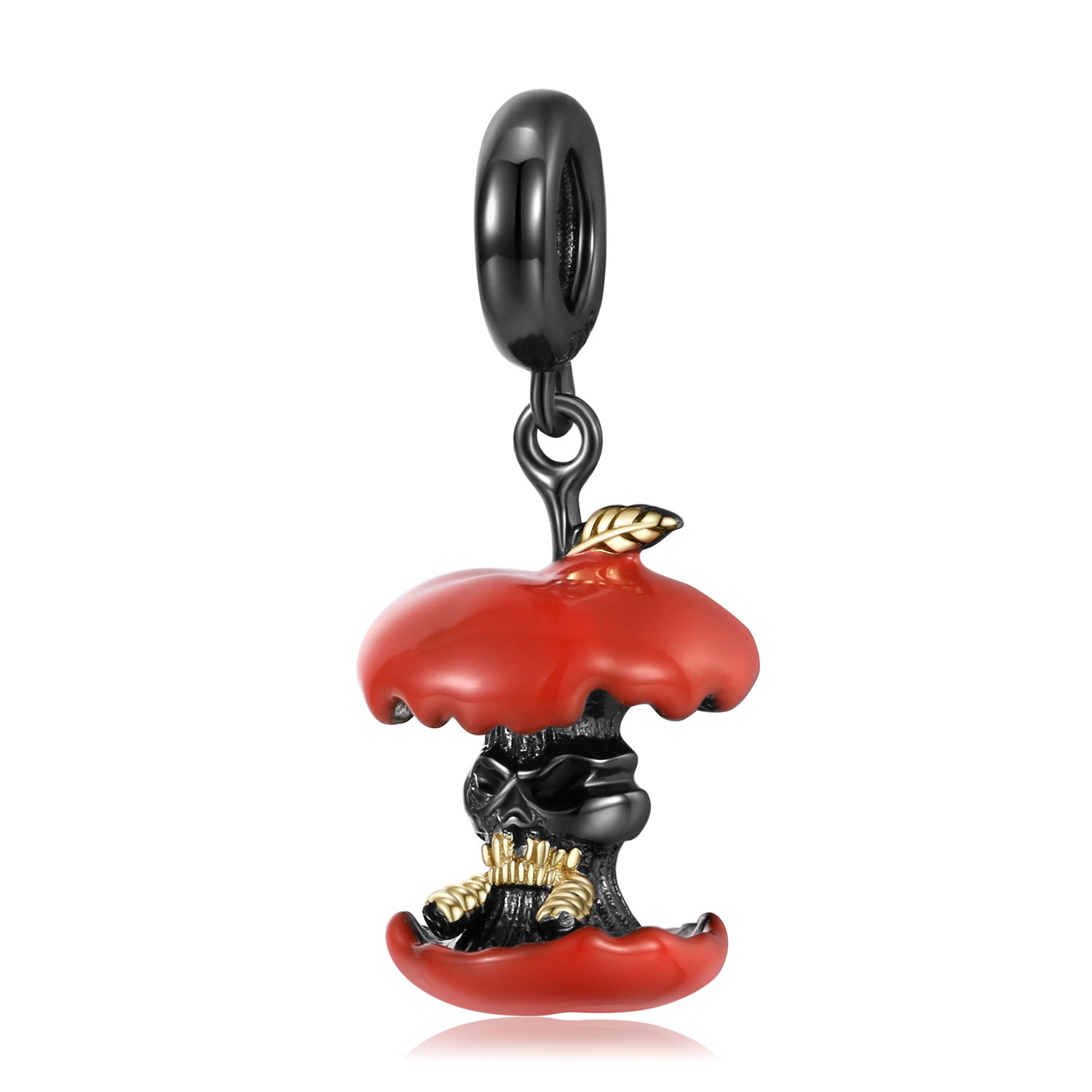 Sterling Silver Poison Apple Charm Black