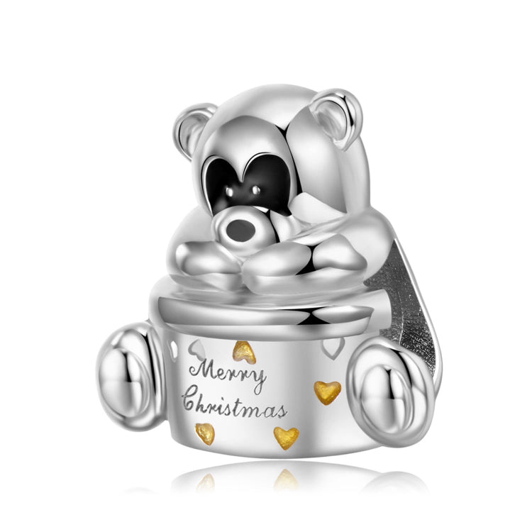 A sterling silver raccoon with black enamel eye charm