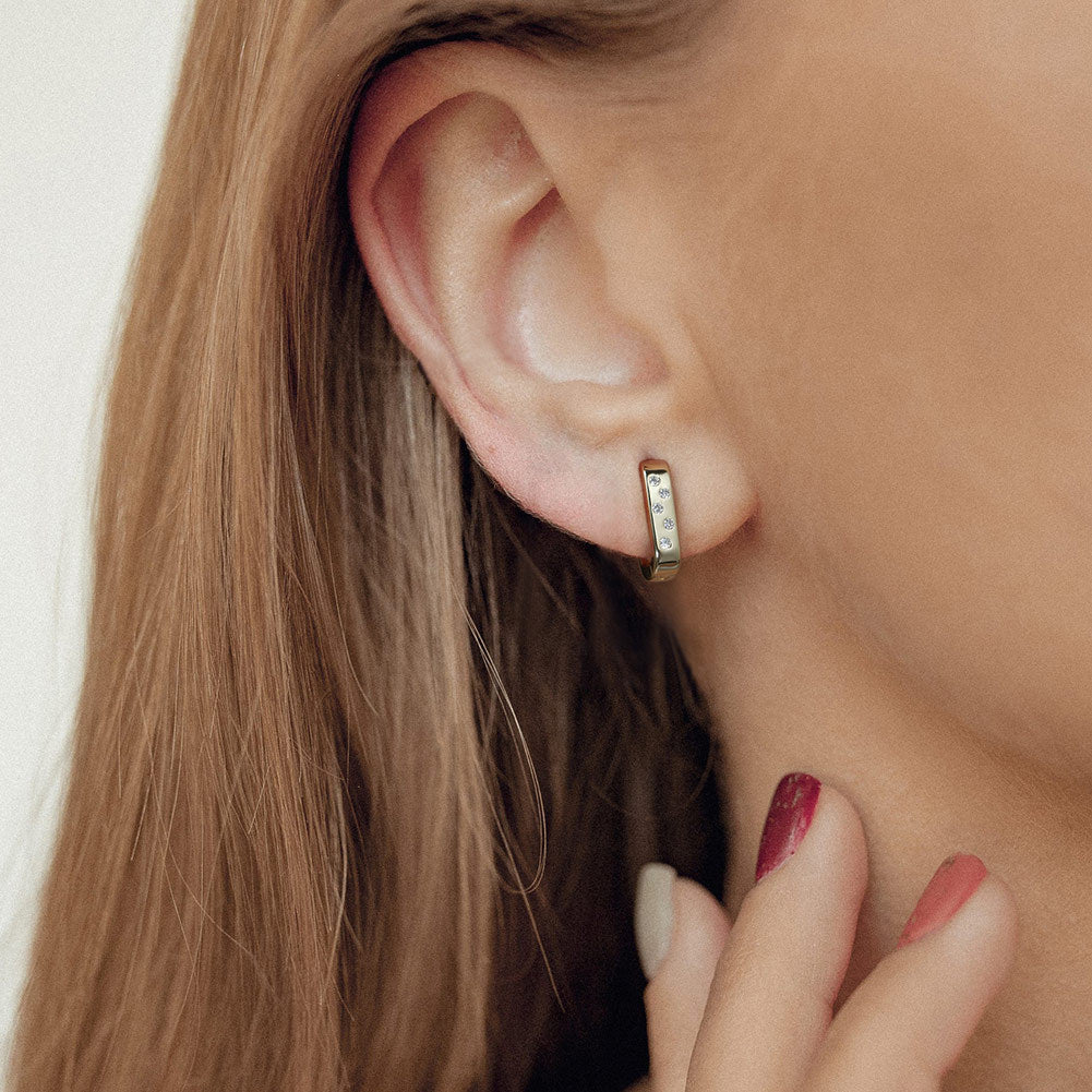 Sterling Silver Rectangle Huggie Earrings