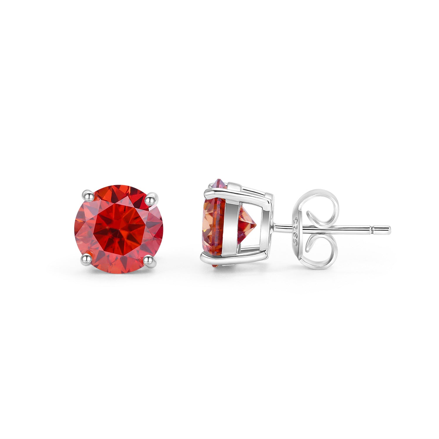 Sterling Silver Colorful Moissanite Stud Earrings