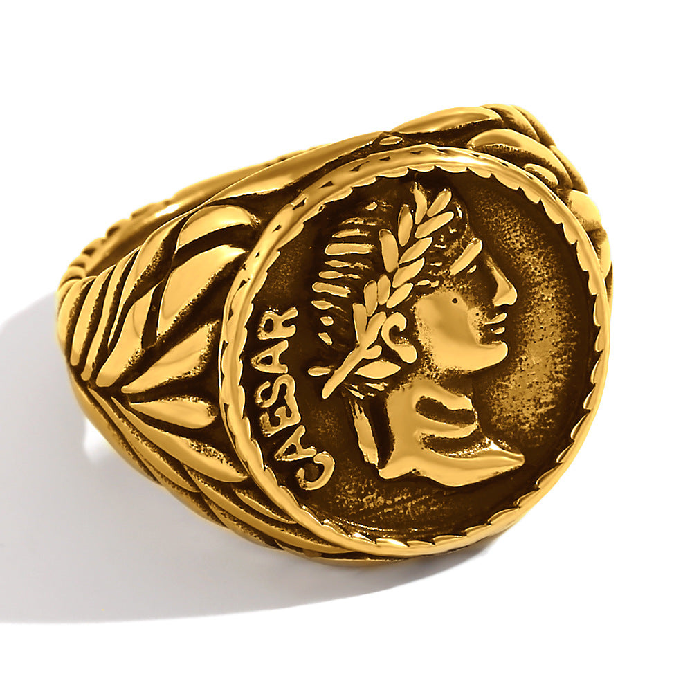 Vintage Hip-Hop Style Stainless Steel Signet Ring