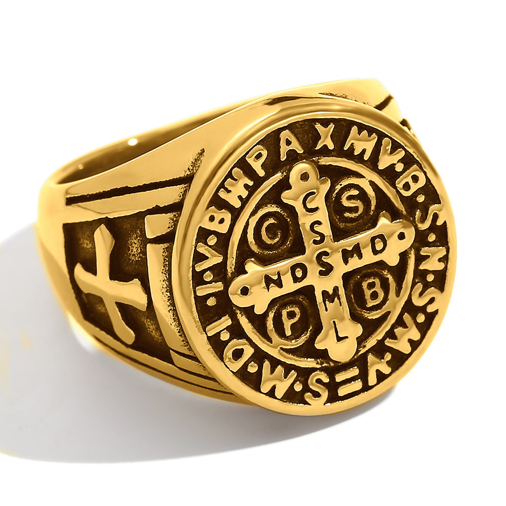 Vintage Hip-Hop Style Stainless Steel Signet Ring