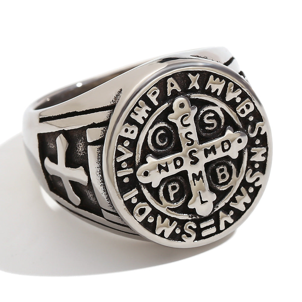 Vintage Hip-Hop Style Stainless Steel Signet Ring