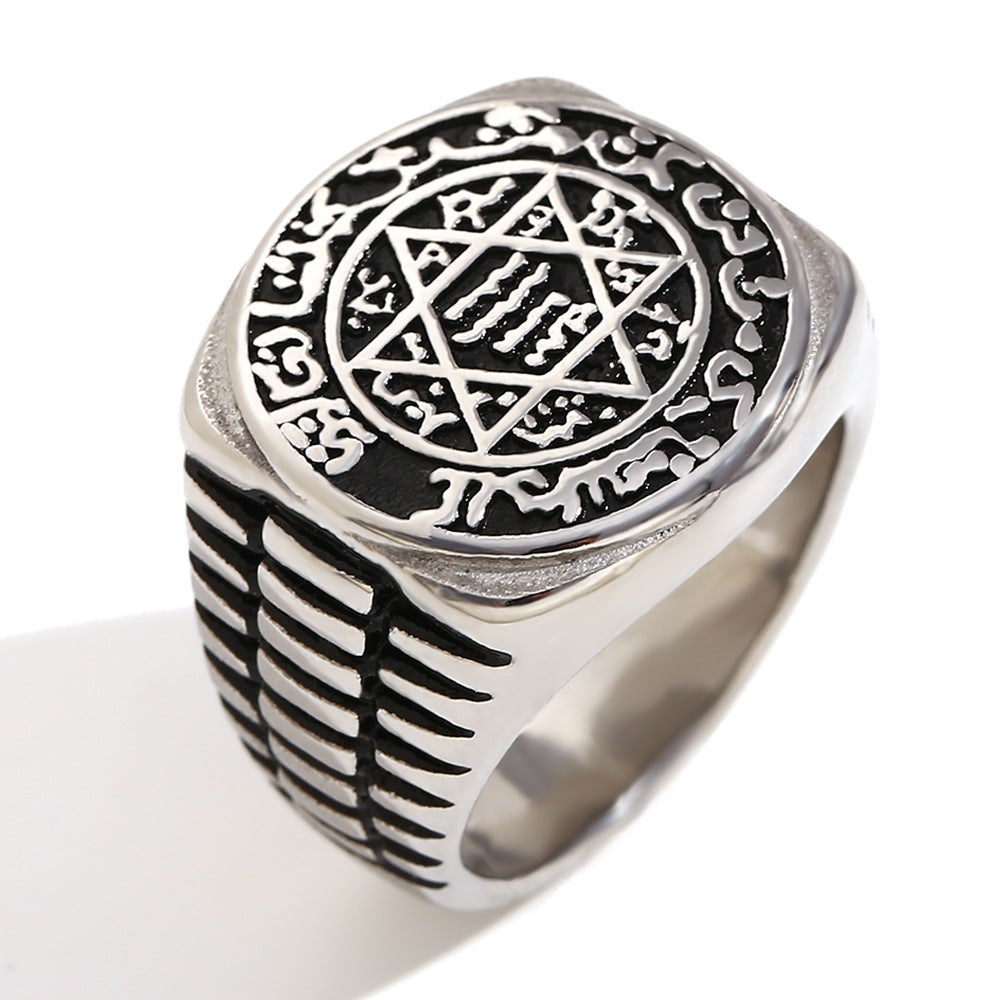 Vintage Hip-Hop Style Stainless Steel Signet Ring