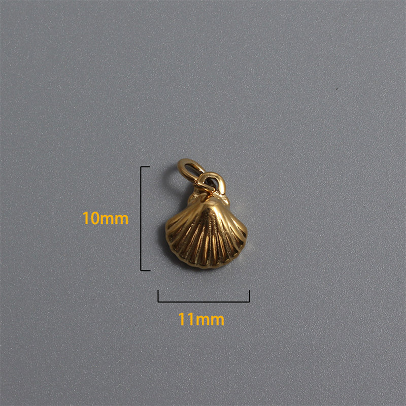 Stainless Steel Shell and Nautilus Charm Gold