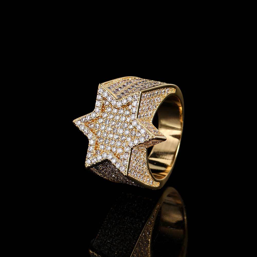 Gold Plated  Diamond Iced. Stars Ring