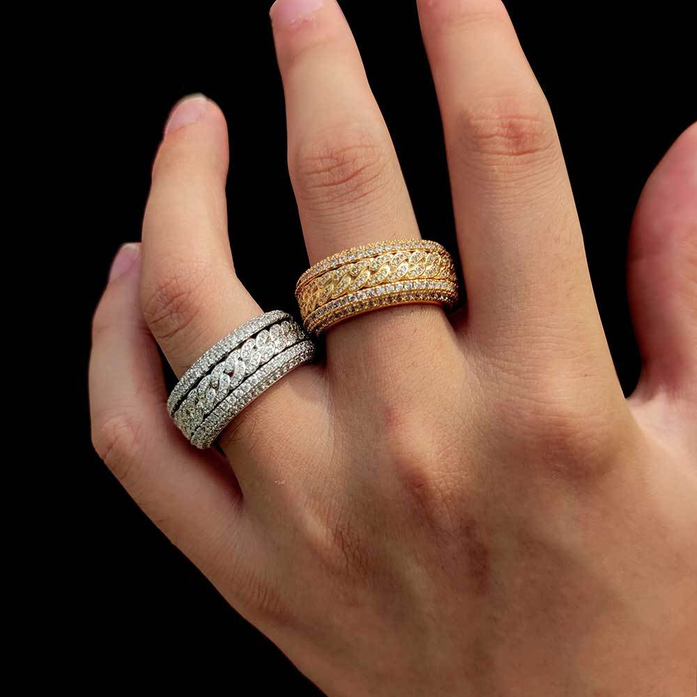 Gold Plated Spinning Diamond Iced Ring