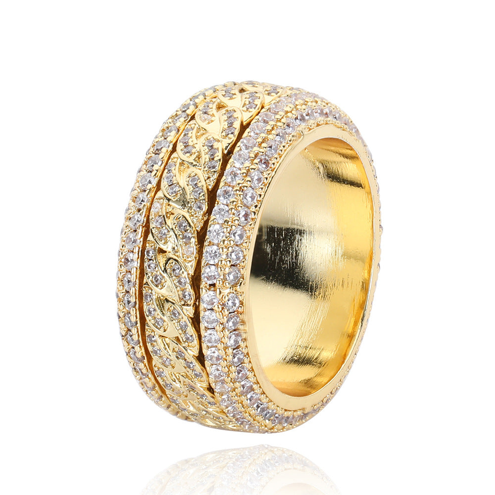 Gold Plated Spinning Diamond Iced Ring
