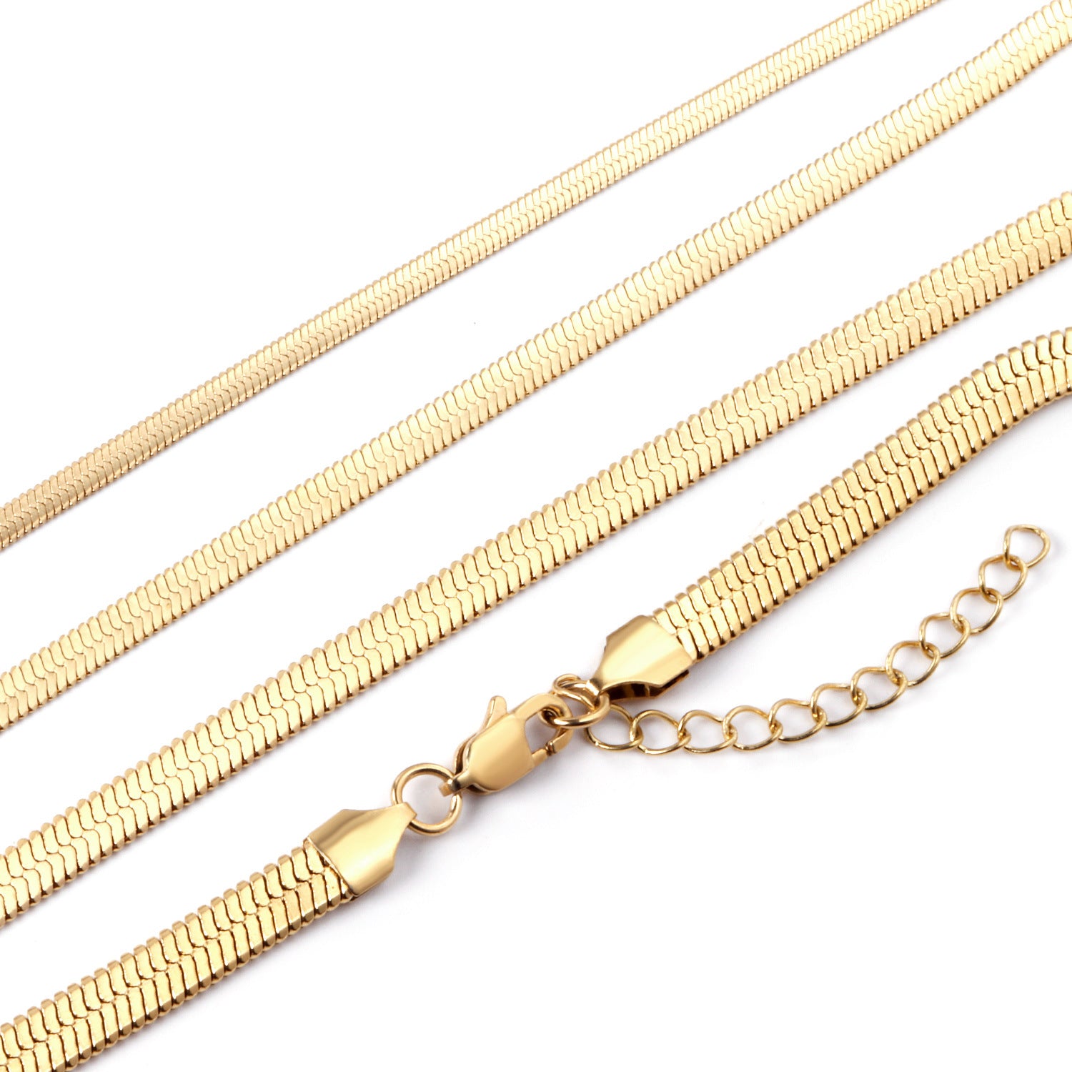 Stainless Steel Herringbone Chain Necklace Gold 3/4/5mm