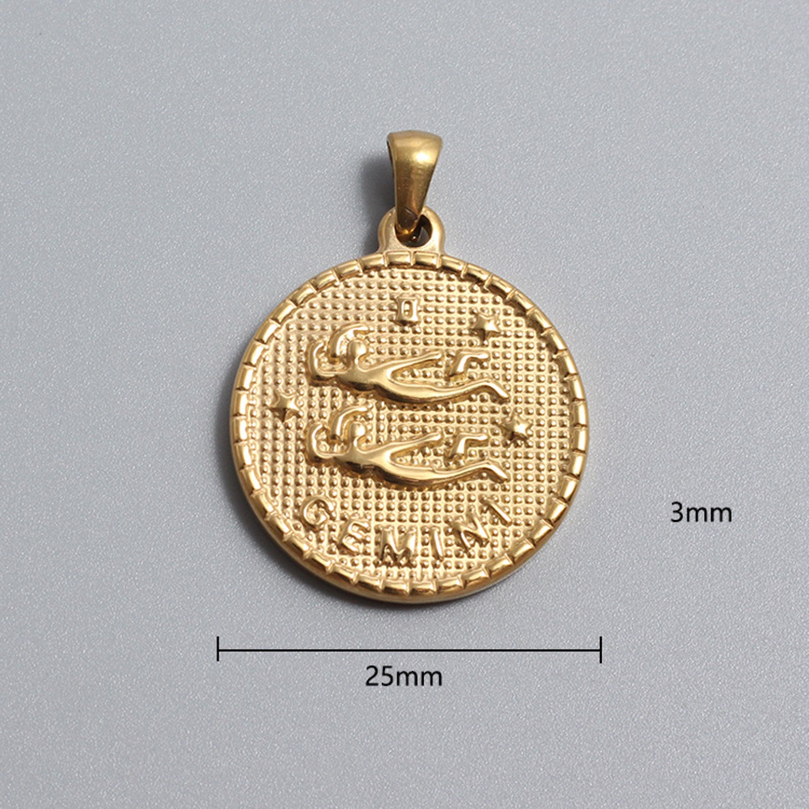 Custom Stainless Steel Zodiac Charms Gold Silver