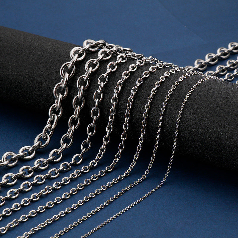 Titanium Stainless Steel Cable Link Chain Necklace 2-10mm