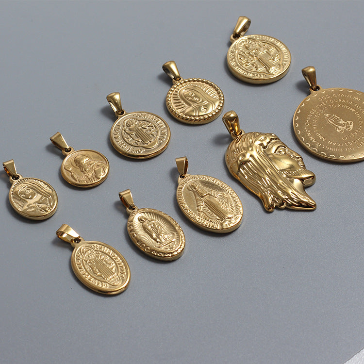 Stainless Steel Virgin Mary Charm Gold Plated