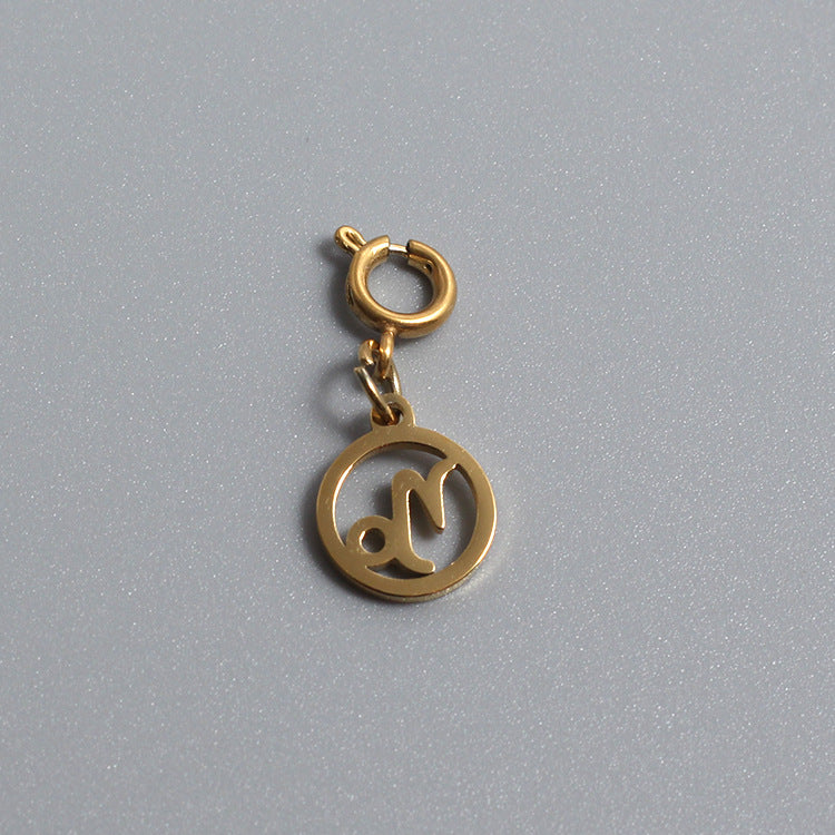 Titanium Stainless Steel Charm Zodiac Sign Gold