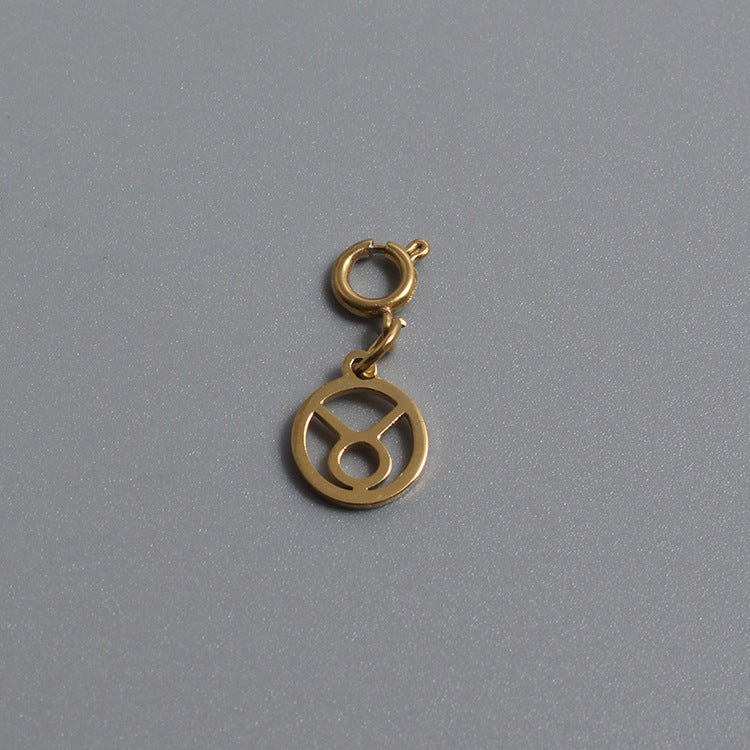 Titanium Stainless Steel Charm Zodiac Sign Gold