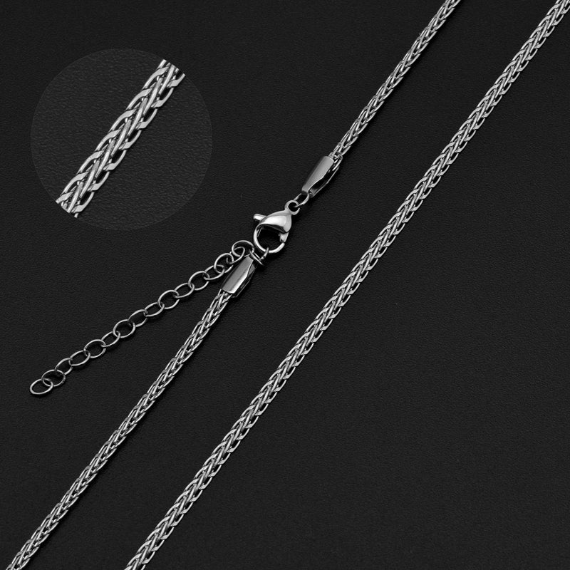 Titanium Stainless Steel Wheat  Chain Necklace  3-5mm