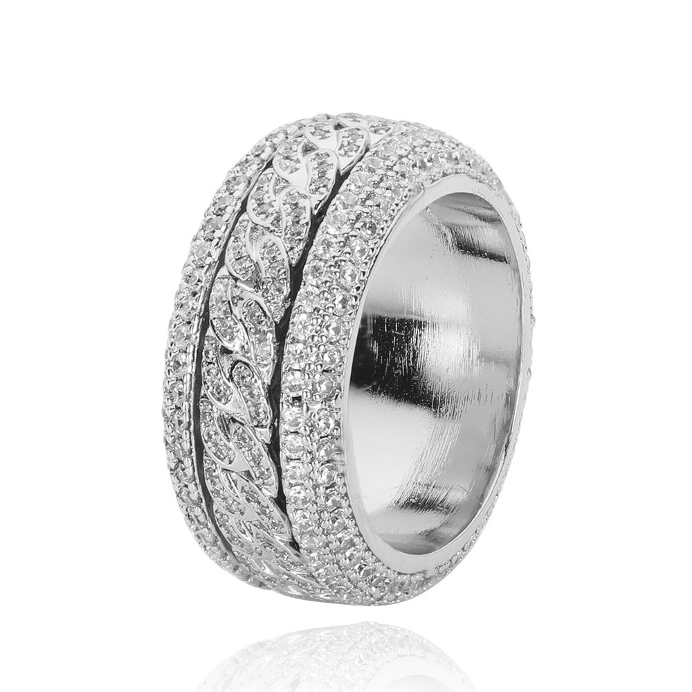 Gold Plated Spinning Diamond Iced Ring